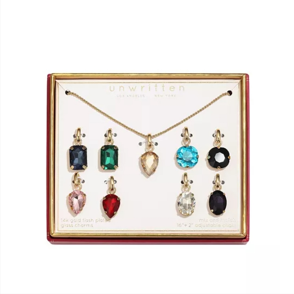 NIB Gold Necklace with Multicolor Charms by Unwritten